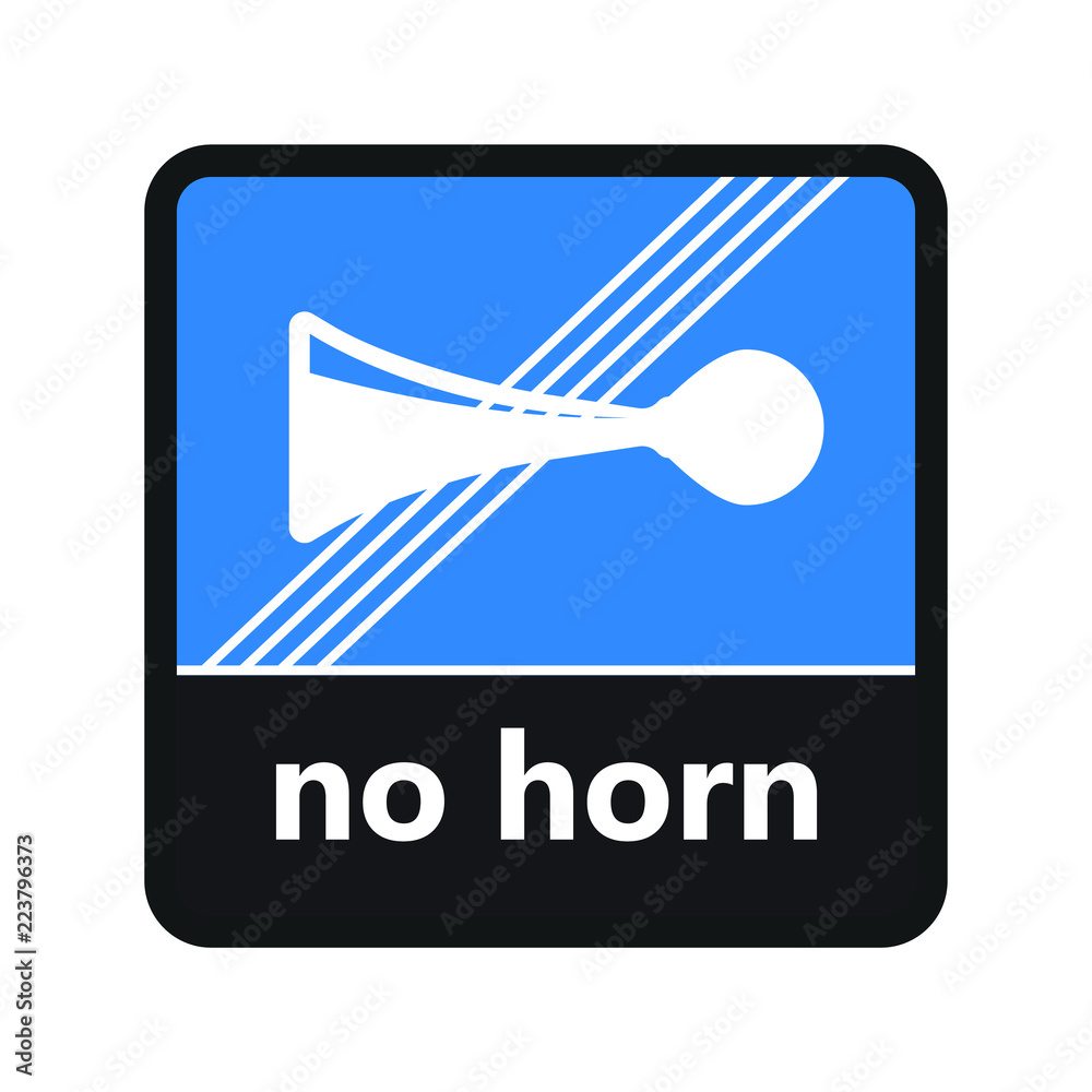 No horn sign with label for print and digital content Stock Vector