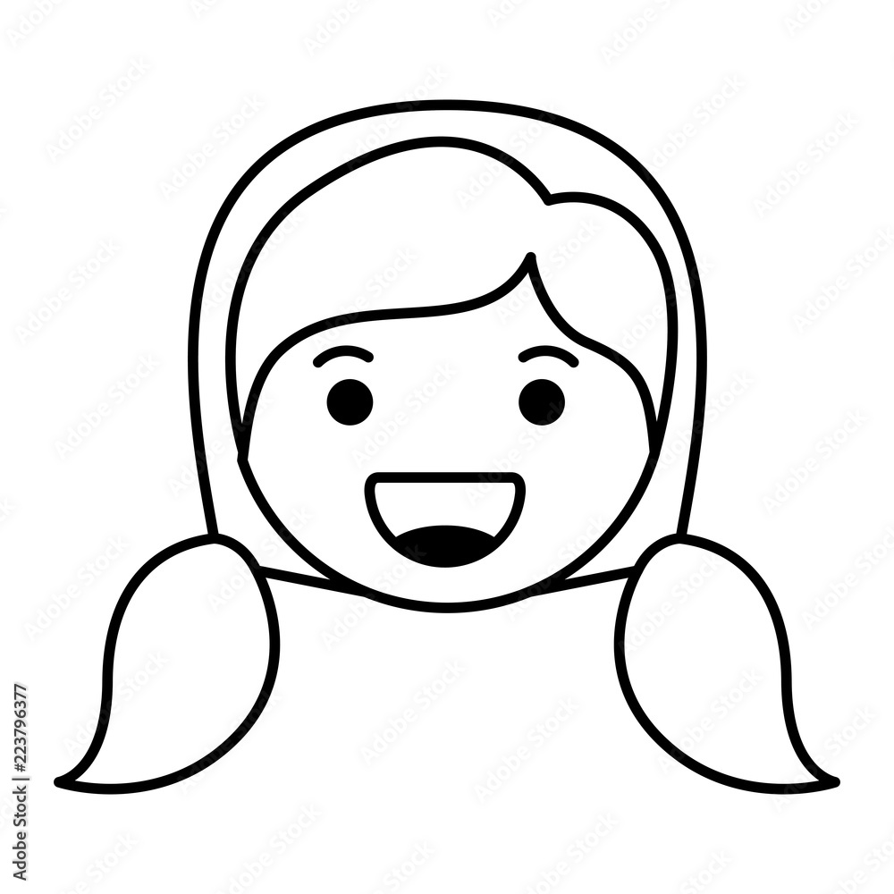 cartoon woman happy head kawaii character cartoon woman happy head kawaii character