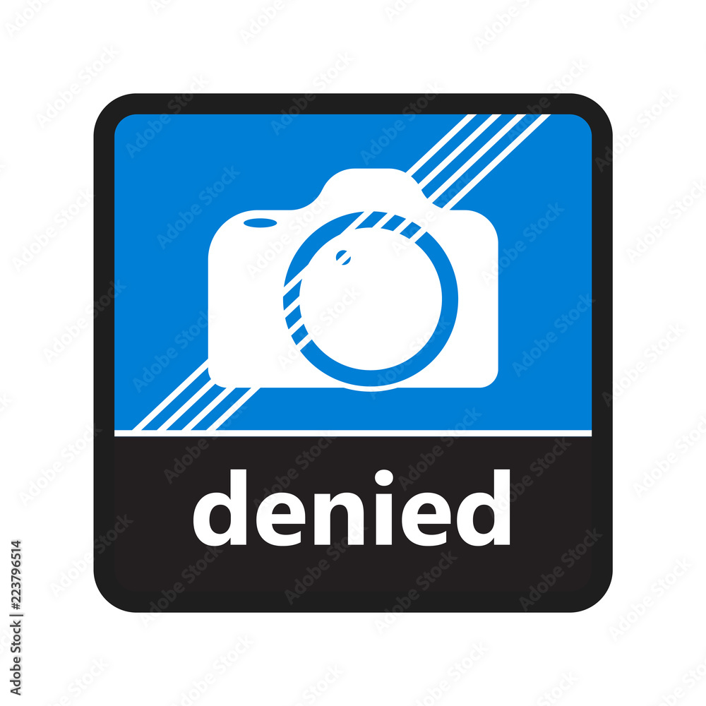 No camera sign with label for print and digital content No camera sign with label for print and digital content