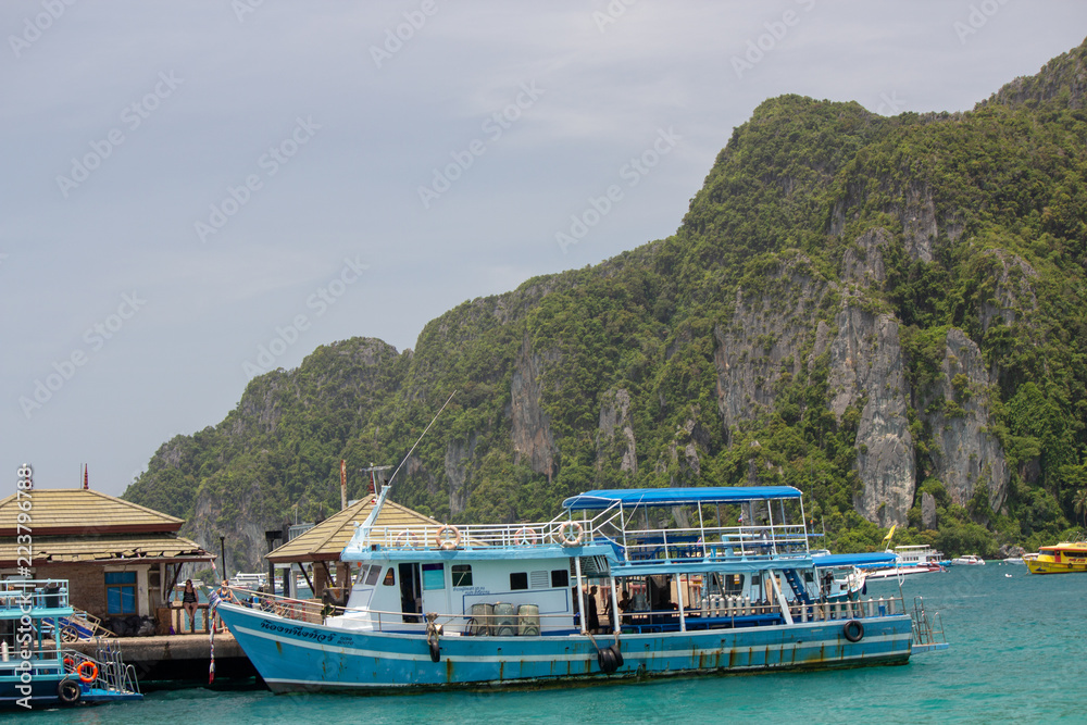 Docked transport boat at Phi Phi