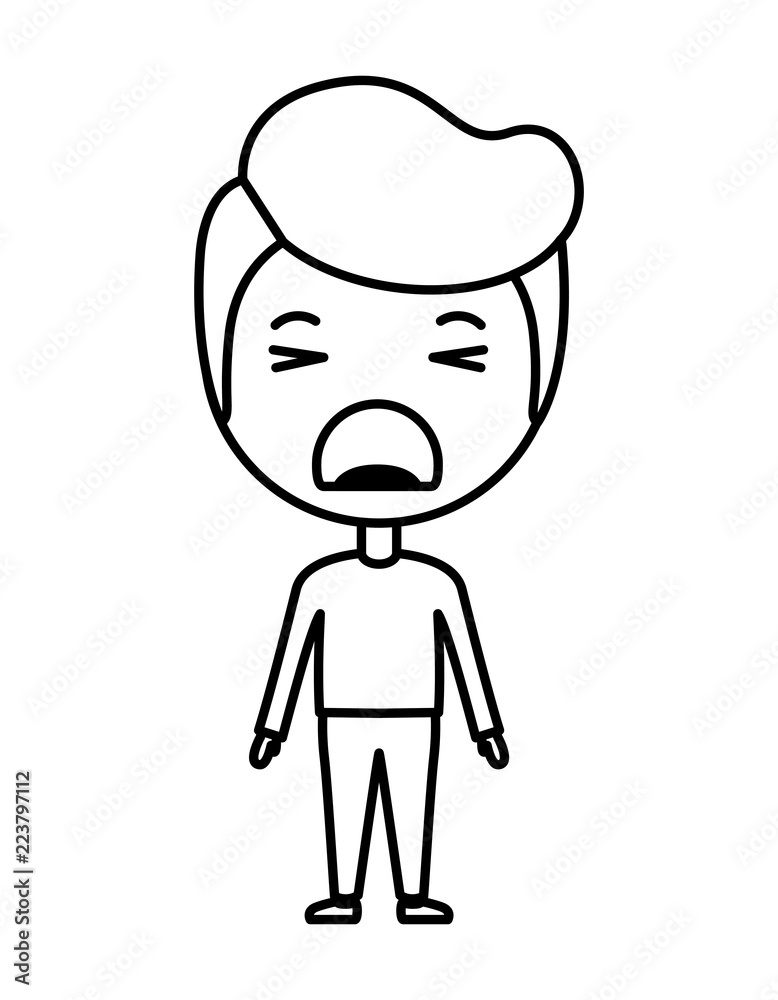 cartoon man angry kawaii character
