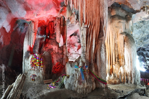 Stalagmites inside the caves, beautiful nature. photo