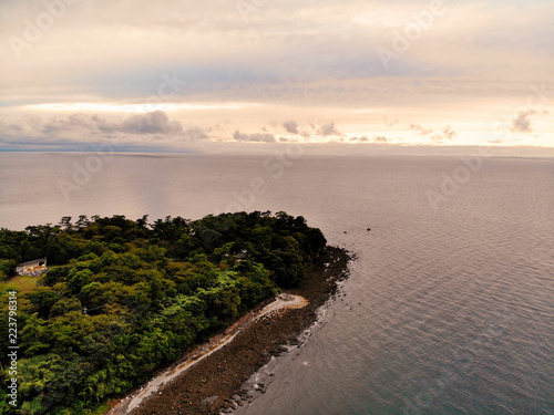 Aerial Sunset view of Ooita Bay, Japan