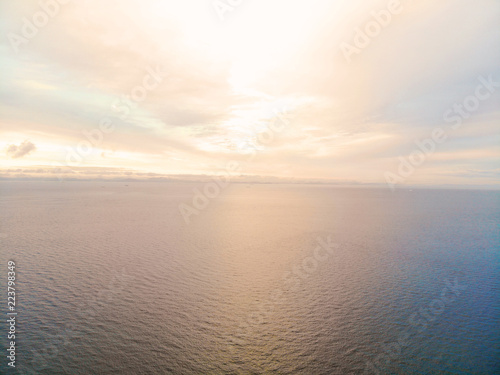 Aerial Sunset view of Ooita Bay, Japan