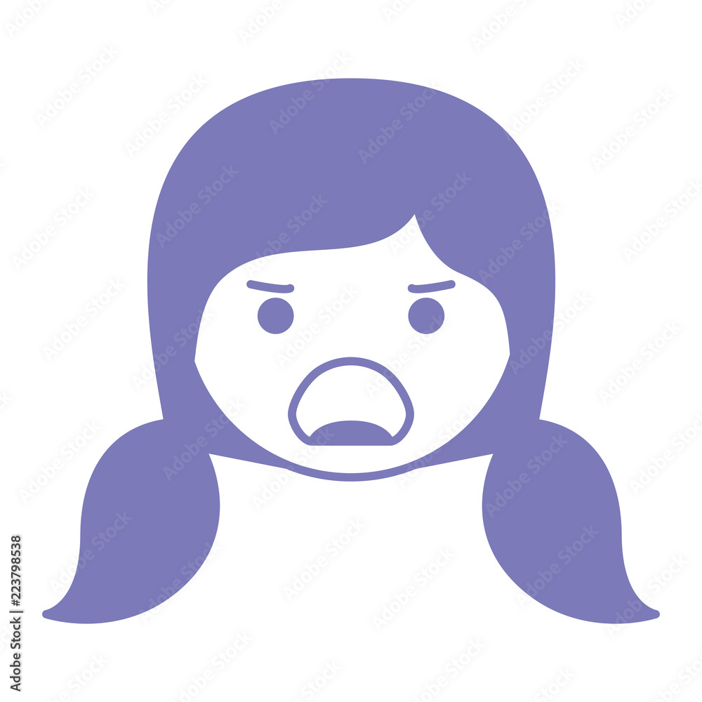 cartoon woman angry head kawaii character cartoon woman angry head kawaii character