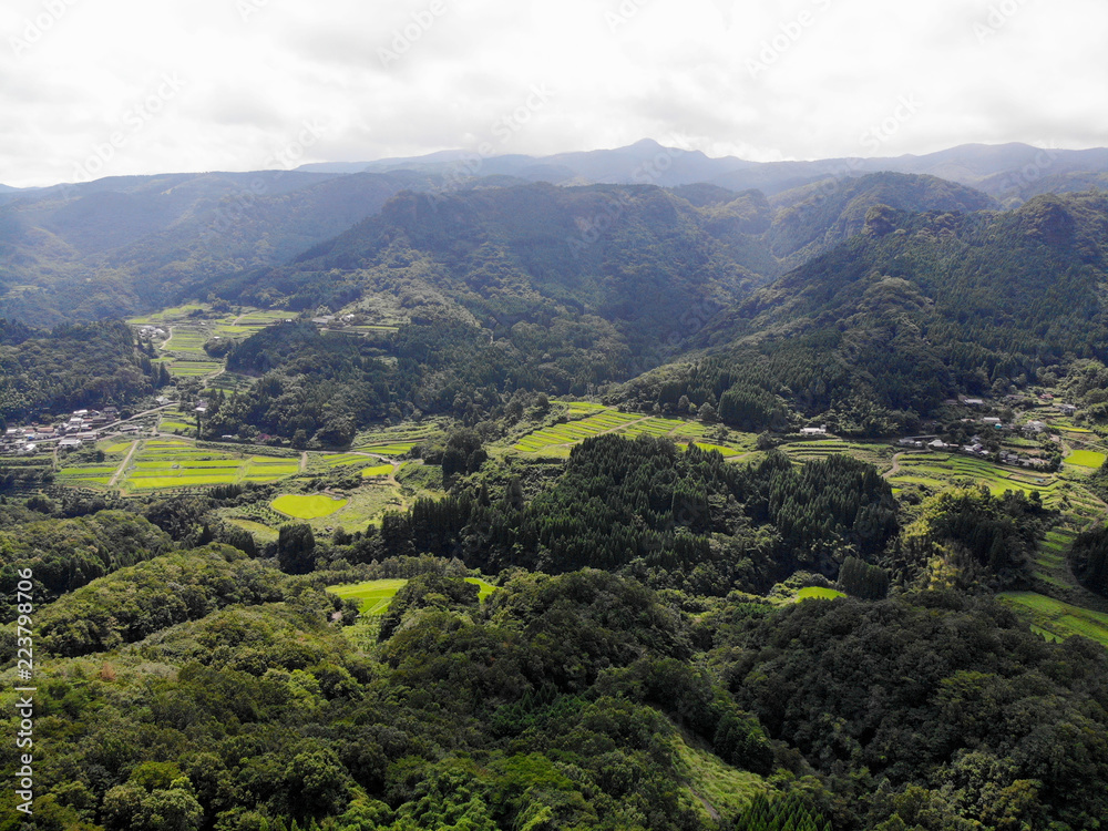 Aerial view of Ooita's Mountains, these are called the 