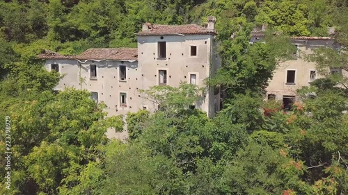 Wallpaper Mural 4k orbit aerial of abandoned building atop mountains, Laino Castello, Italy Torontodigital.ca