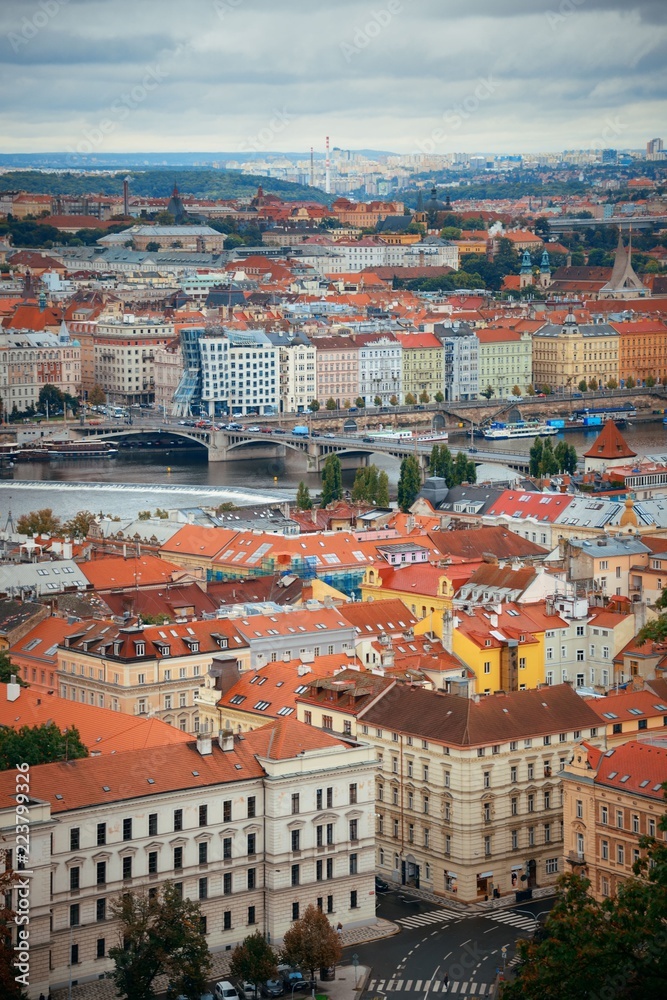 Prague skyline rooftop view