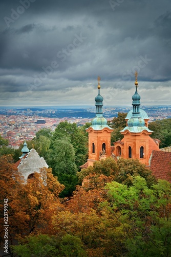 Prague skyline rooftop view