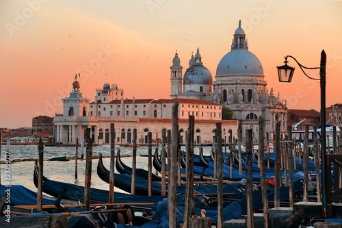 Gondola and Santa Maria della Salute sunset