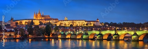 Prague skyline and bridge