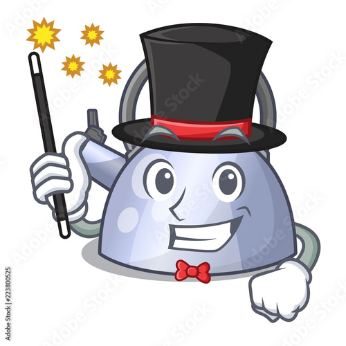 Magician stainless whistling tea kettle isolated on mascot