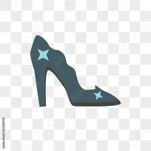 Cinderella shoe vector icon isolated on transparent background, Cinderella shoe logo design