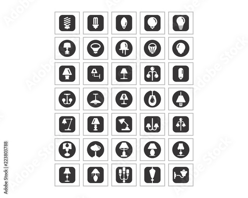 variation mixed black lamp icon image vector icon logo symbol set