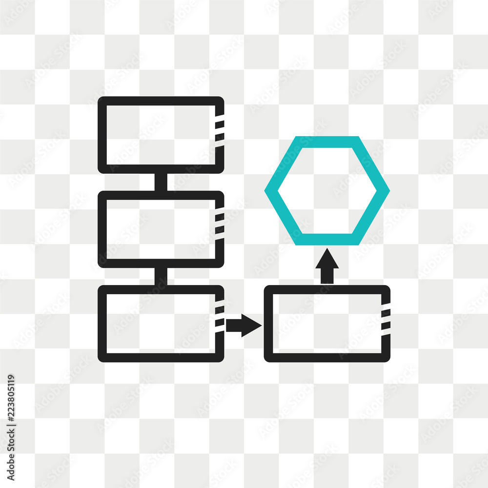 Connected data flow chart vector icon isolated on transparent ...