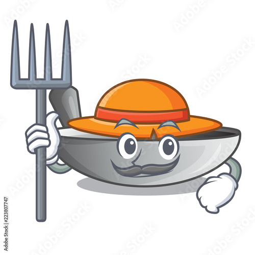 Farmer character kitchenware wok for cooking food