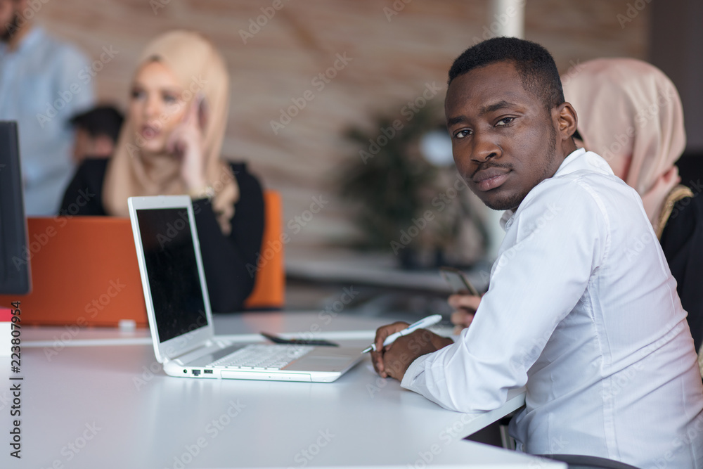 Fototapeta premium Startup business people group working everyday job at modern office. Tech office, tech company, tech startup, tech team.