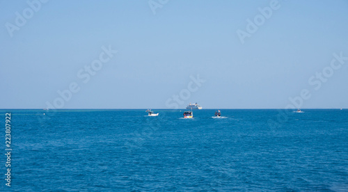 a fishing boat with deep blue dark sea in karimun jawa © maslakhatul