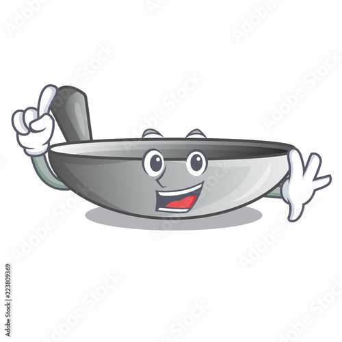 Finger frying pan wok isolated on mascot