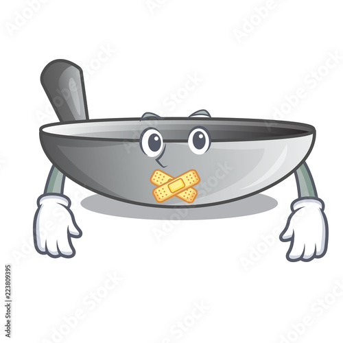 Silent frying pan wok isolated on mascot