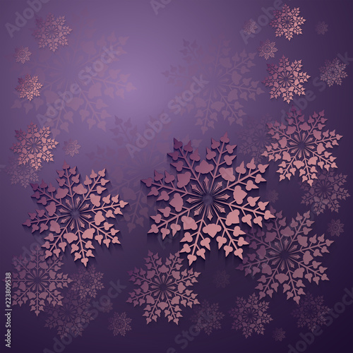 Christmas purple background with snowflakes.