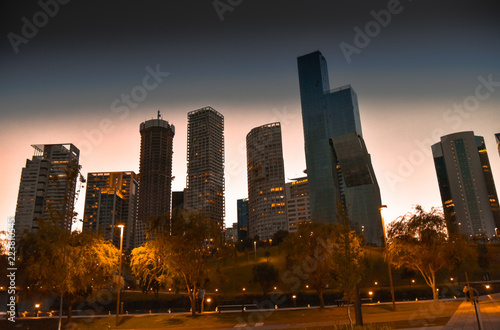 Skyscraper at Santa Fe Mexico City sunset