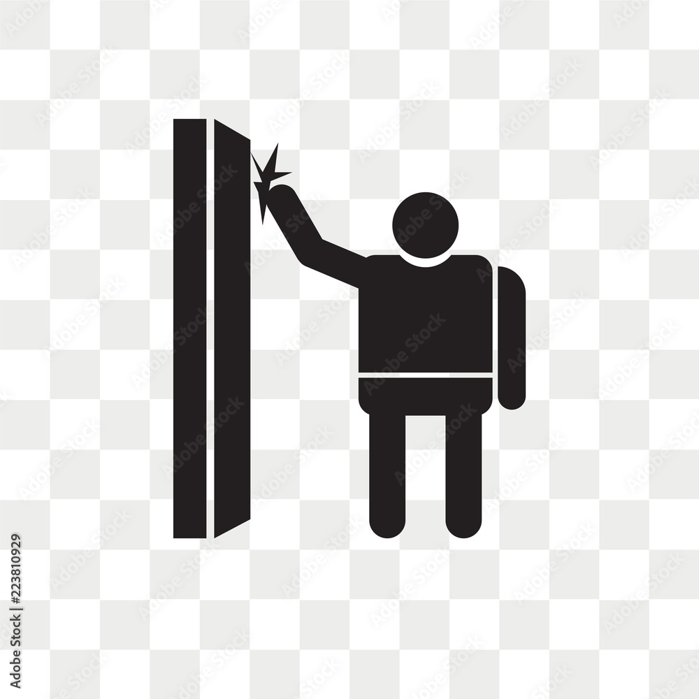 Man knocking a door vector icon isolated on transparent background, Man ...