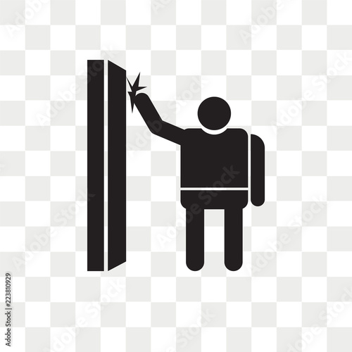 Man knocking a door vector icon isolated on transparent background, Man knocking a door logo design