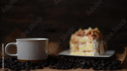 Hot Coffee with Cake In the morning of the day Warm atmosphere photo