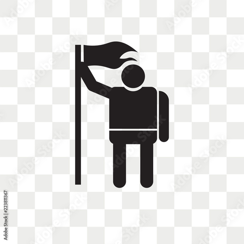 Man holding a flag vector icon isolated on transparent background, Man holding a flag logo design