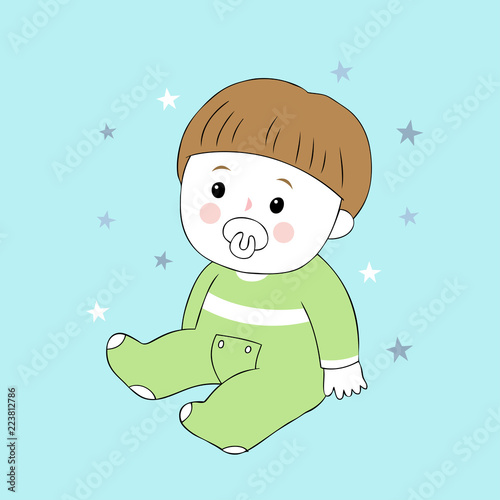 Cartoon cute baby boy vector.