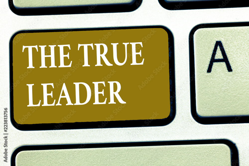 Fototapeta premium Text sign showing The True Leader. Conceptual photo one that move and encourage group of people Responsibility.