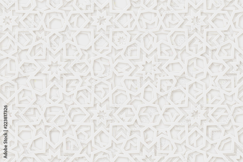 Arabic pattern background. Islamic ornament vector. Geometric 3d shape. Texture arabian traditional motif