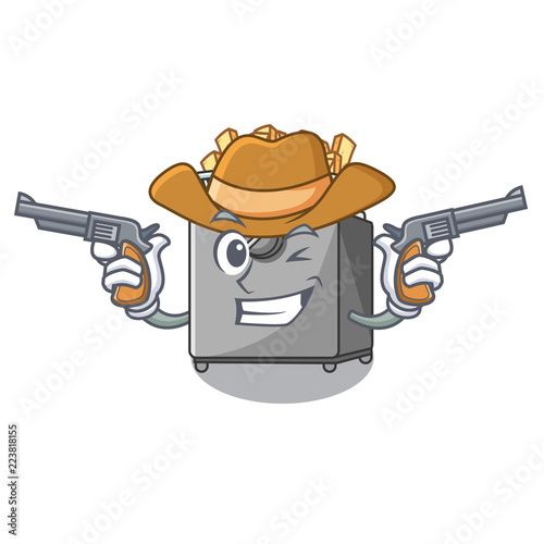 Cowboy cartoon deep fryer in the kitchen