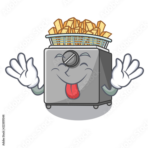 Tongue out deep fryer machine isolated on mascot