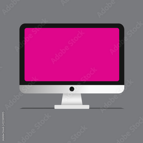 Flat design Vector Illustration Empty esp template copy text for Ad, promotion, poster, flyer, web banner, article. Desktop Computer Display Monitor Mounted Wide Screen Device PC Hardware