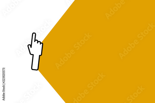 Flat design business Vector Illustration Empty copy space for Ad website promotion esp isolated Banner template. Back of Right Hand Index or Forefinger pointing upward Thumb showing