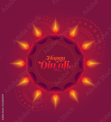 Diwali Festive Background Design Template with Creative Round Lamps Vector Illustration