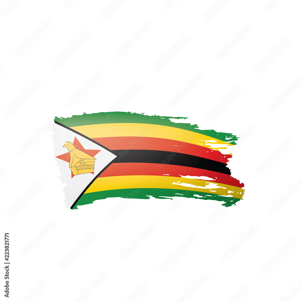 Zimbabwe flag, vector illustration on a white background. Zimbabwe flag, vector illustration on a white background.