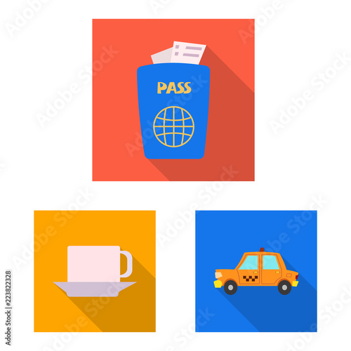 Vector illustration of airport and airplane logo. Collection of airport and plane vector icon for stock.