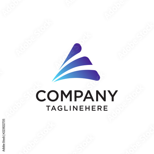A letter logo with fast speed lines. Vector design template elem