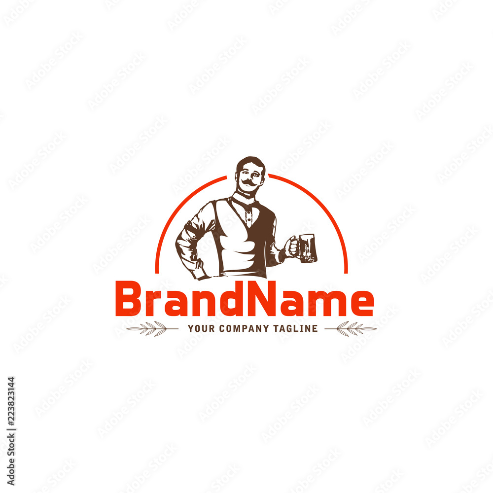 young hipster man holding bottle of craft beer vector label desi young hipster man holding bottle of craft beer vector label desi