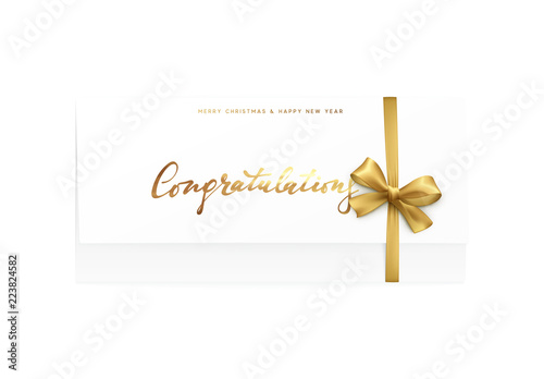 Paper card with the word congratulations