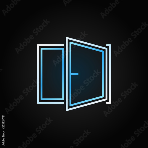 Window blue modern icon. Vector Open window symbol