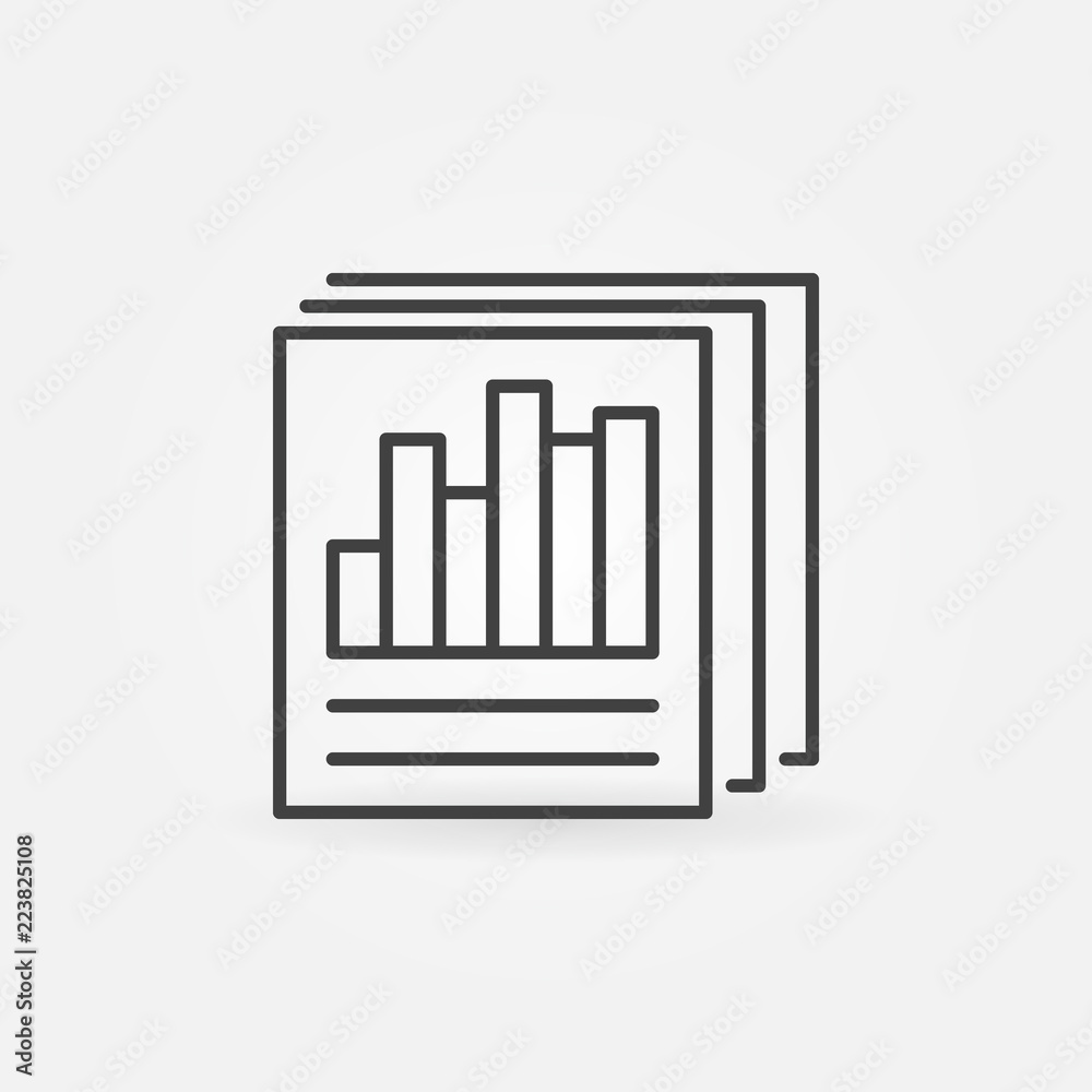 Document papers outline vector icon. Business report sign Document papers outline vector icon. Business report sign