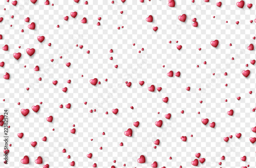 Shape 3D hearts color pink on transparent background.