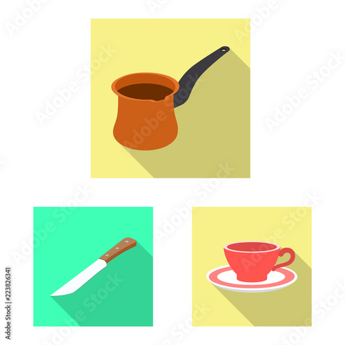 Vector illustration of kitchen and cook sign. Collection of kitchen and appliance stock symbol for web.