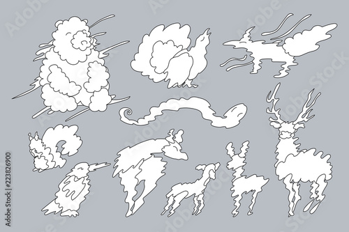 vector animal shaped cloud set