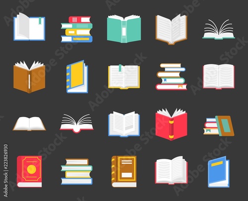 book in various icon, back to school theme in flat design vector
