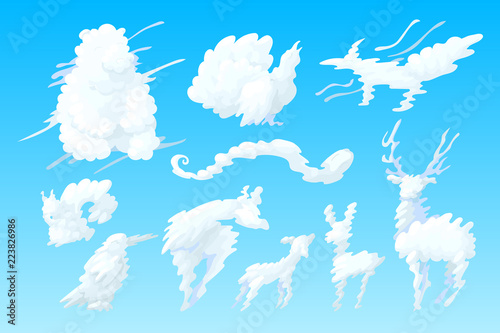 vector animal shaped cloud set